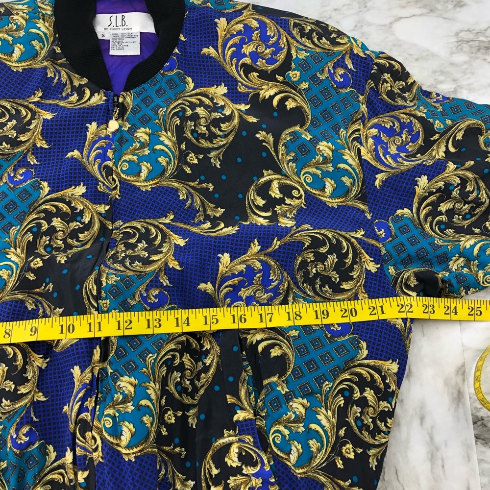 Vintage Sunny Leigh Print Silk Bomber Jacket Small - Picture 6 of 7